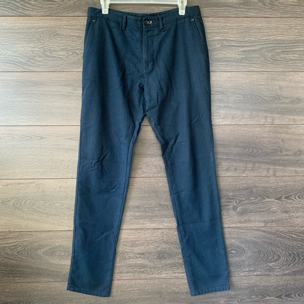 Zara Man Navy Blue Textured Dress Slacks